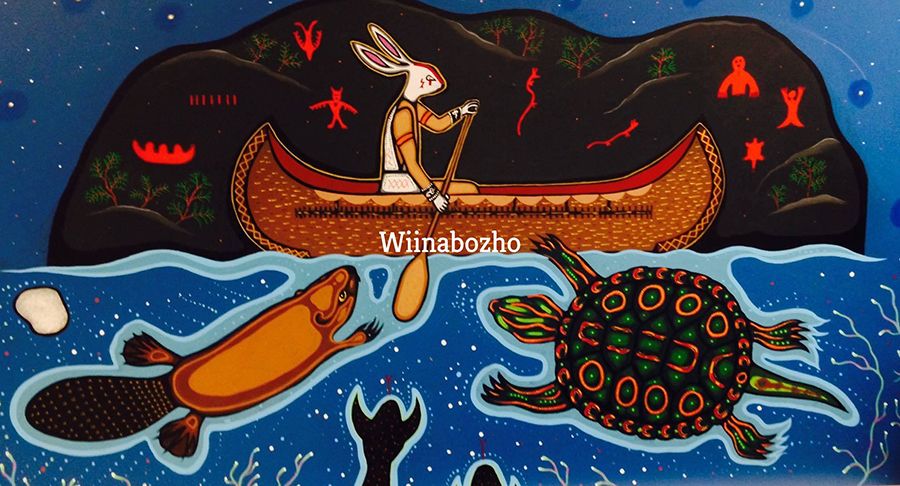 Wiinabozho's journey on the lake