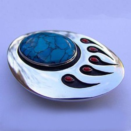 Anishinaabe-inspired Native American belt buckle Ogichidaa Gikinawaaji’owin (Mark of the Warrior) 