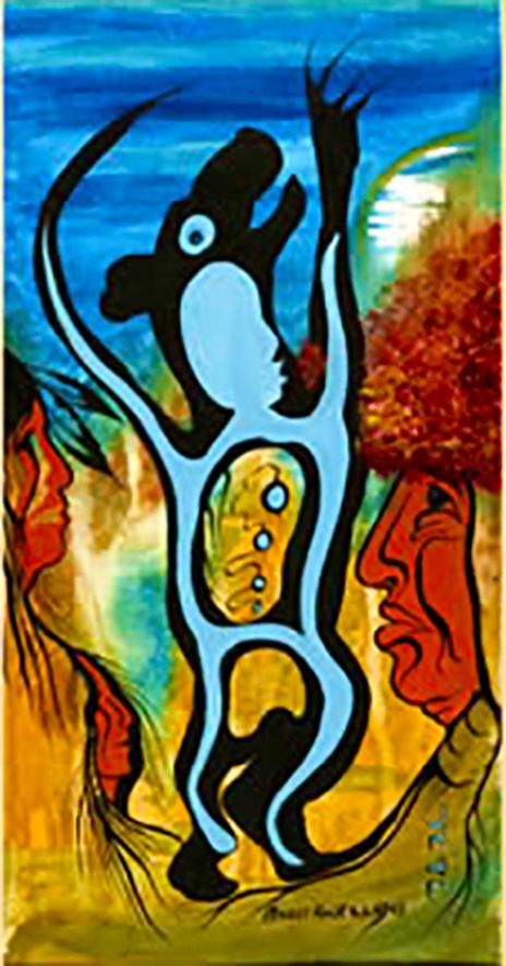 The Apprentice, acrylic on canvas by Moses Amik (2003)