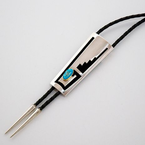 Poli Tiwa Tawi inspired bolo tie handcrafted by jeweler Zhaawano Giizhik