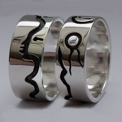 Sterling silver wedding rings My Love Springs from the Bosom of The Earth