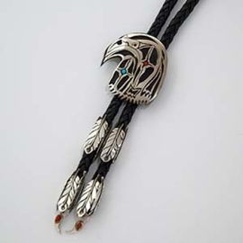 Ojibwe Thunder Hawk eagle feather bolo tie 