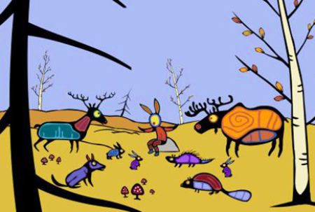 Wiinabozho telling stories