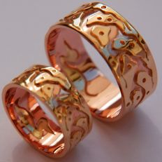 Ojibwe overlay wedding bands G'wiijiiwin Waawaazhkamo-miikanang 