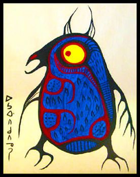 Owl acrylic by Norval Morrisseau