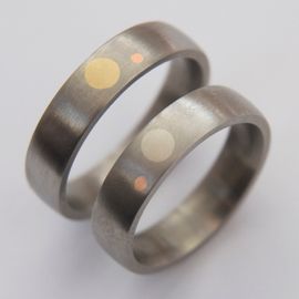 Native American style titanium and gold wedding rings Sky Spirits