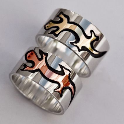 Sterling silver Native American style eagle feather wedding ring set Spirit Messenger