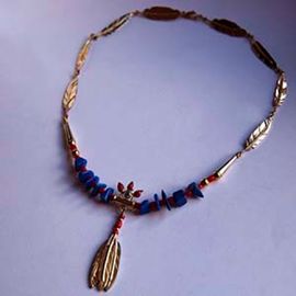 Anishinaabe gold and stone necklace Spirit of the Three Fires 