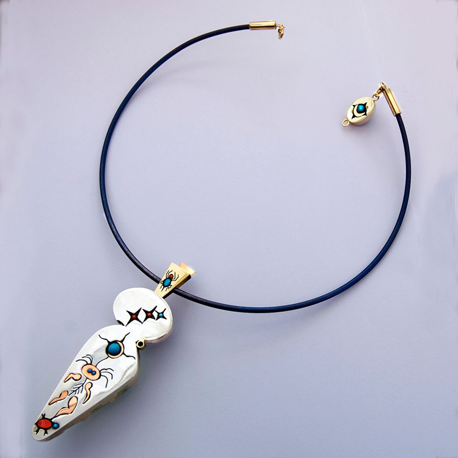 Anishinaabe Ojibwe Creation Story necklace designed and handcrafted by Zhaawano Giizhik
