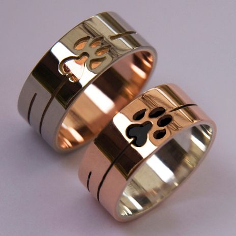 Native American Wolf and lynx clan ring set