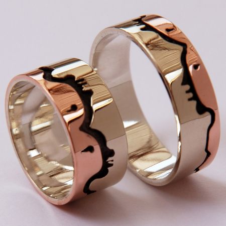 Gizhibaa Giizhig Ojibwe graphic overlay wedding bands