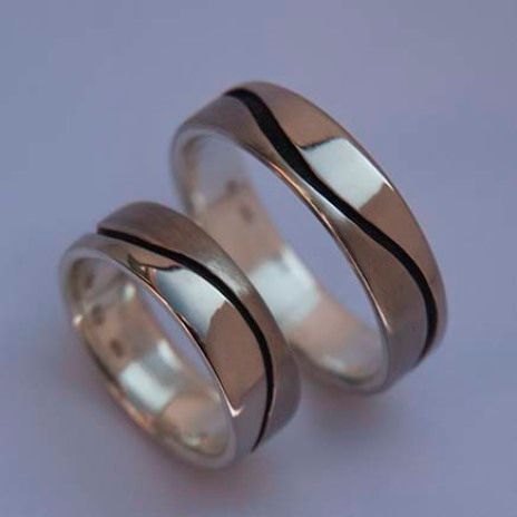 Life Waves white gold designer wedding rings by ZhaawanArt Fisher Star Creations