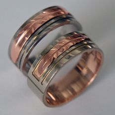 Izhi-migizi-waabinaa Ojibwe Anishinaabe eagle feather wedding rings