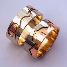 Sound Of The Universe Anishinaabe Mother Earth overlay wedding rings