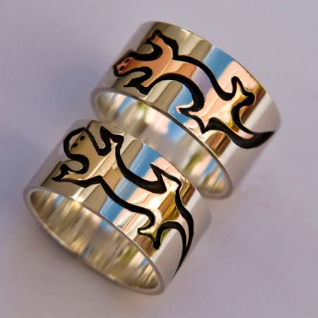 Fisher and Marten clan symbol rings