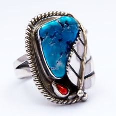 Native American Thunder Leaf turquoise ring
