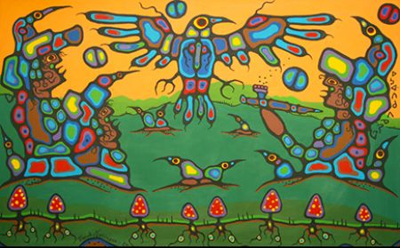 Norval Morrisseau Untitled canvas Thunder Grandfathers 1983