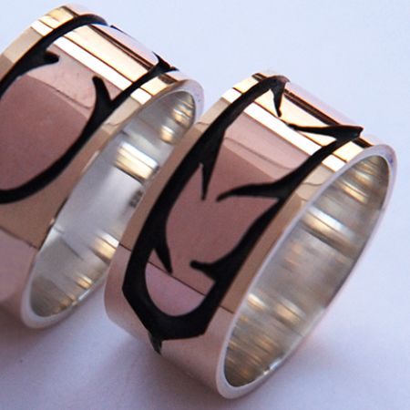 Hawk feather wedding bands 