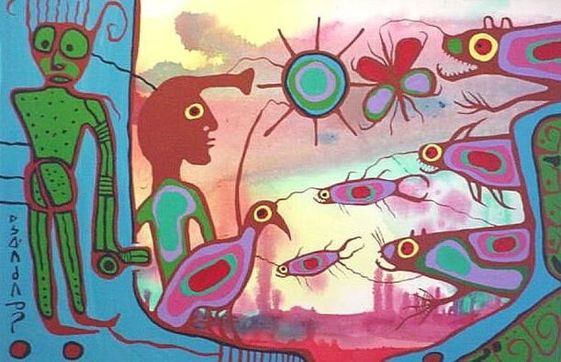Acrylic by Norval Morrisseau Title Unknown
