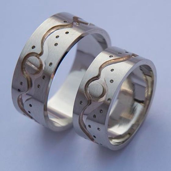 White gold Ojibwe-style wedding bands A Moonlit River