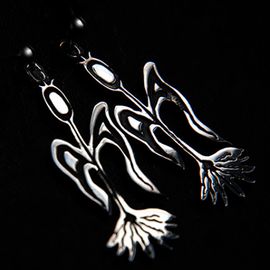 Dance of the Corn Plants Native American style Ojibwe post back earring created by Zhaawano Giizhik 