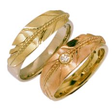 Messenger From The sky multicolor gold eagle feather wedding rings