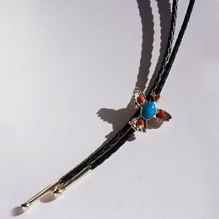 Ojibwe-style sterling silver bolo tie Giizisogekek (Sun Hawk)