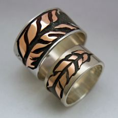 Ojibwe graphic overlay wedding bands Binesiwag