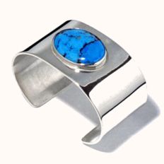 Middle Of The Summer Moon Native American silver turquoise cuff bracelet