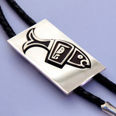 Anishinaabe Black Bass bolo tie