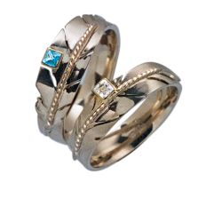 Messenger From The sky multicolor gold eagle feather wedding rings