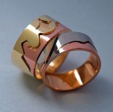 Sleeping Bear Dunes Ojibwe Woodland Art graphic overlay style wedding rings