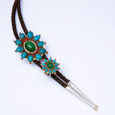 Native American bolo tie and ring set designed by Zhaawano Giizhik