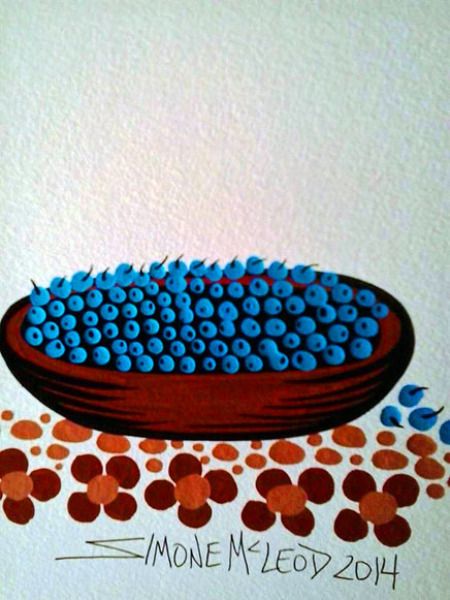 Detail of blueberry painting by Simone McLeod