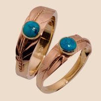 Native American turquoise eagle feather wedding rings 