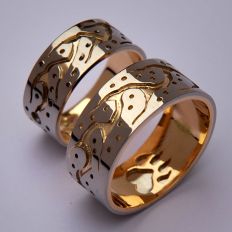 They walk With Each Other gold Midewiwin wedding bands