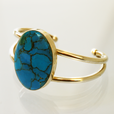 Southern Sky Native American ladies gold and turquoise cuff bracelet