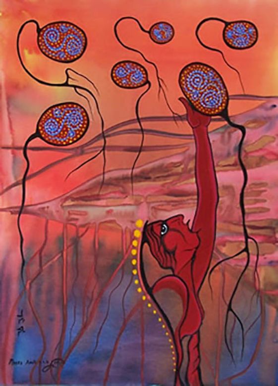 Reach For Your Dreams, acrylic on canvas by Moses Amik, 2006