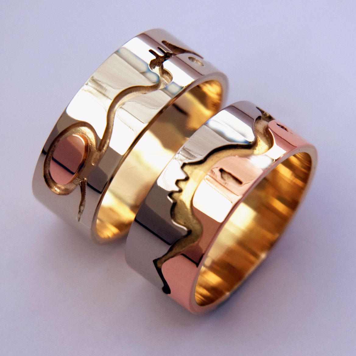 Sound Of The Universe wedding rings front view