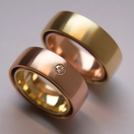 Earth And Sun bicolor gold Native American duo designer rings