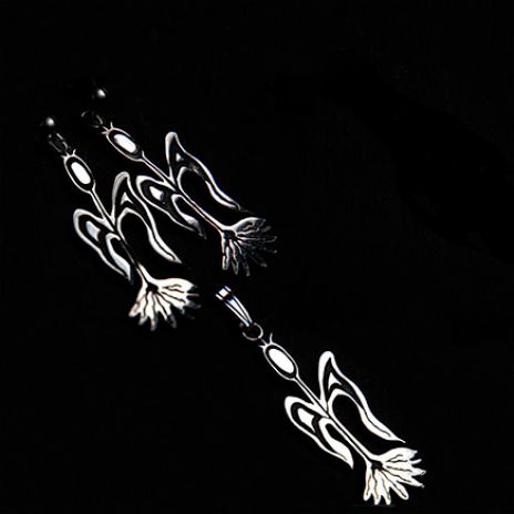 Manidoo-imin jewelry set of stylized sterling silver corn plants