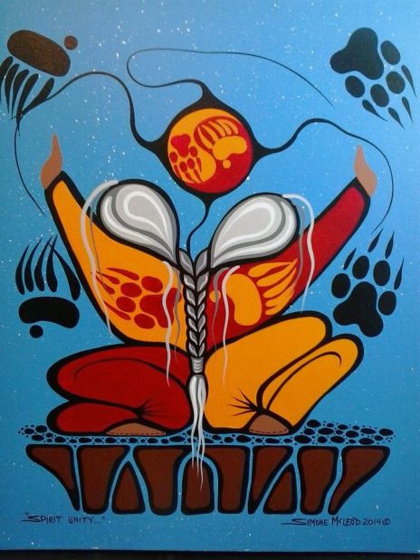 Spirit Unity acrylic on canvas by Anishinaabe Medicine Painter Simone Agnes McLeod