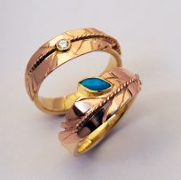 Spirit Seeds Ojibwe eagle feather wedding rings
