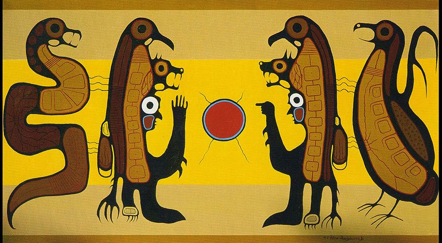 Allen Ahmoo Angeconeb Shamans Talking acrylic on canvas 1977