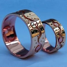 Ojibwe Anishinaabe graphic overlay wedding rings A River Runs through My Heart