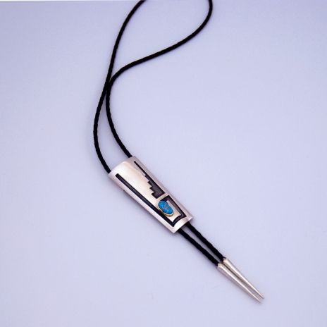 Hopi-style silver and gold bolo tie inspired on the Hopi Butterfly Dance Song