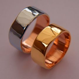 Life Is Like A Rocky Hill Road bicolor gold overlay wedding bands