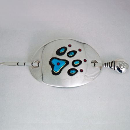 Native American Ojibwe Anishinaabe turtle hair buckle Mikinaakominis
