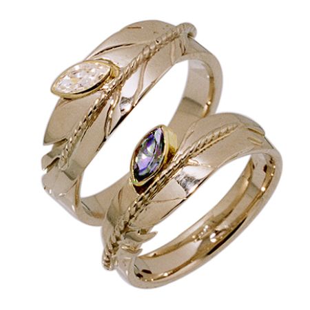 Native American eagle feather ring set Clarity Fills Our Hearts designed by Zhaawano