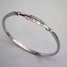 Sterling silver eagle feather latch bangle bracelet Spirit Flight
